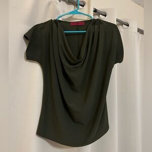 Olive green cowl neck boutique blouse